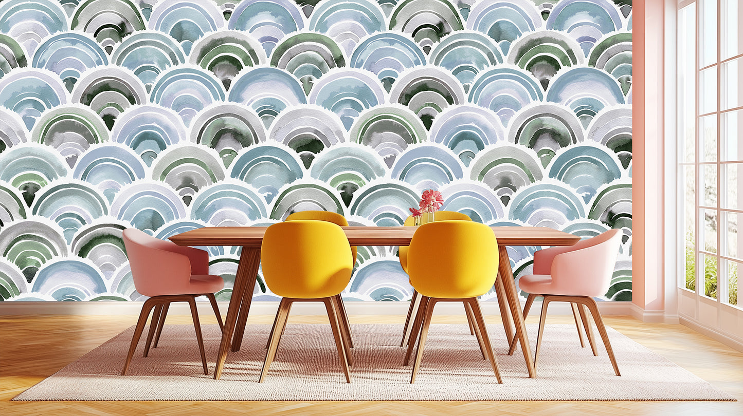 Watercolor Arc Ripple wallpaper mural - XWALLX