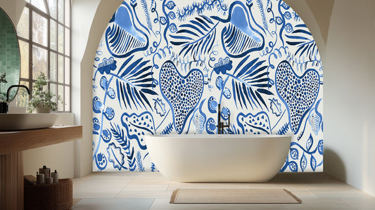 Blue Botanical Abstract wall mural - XWALLX