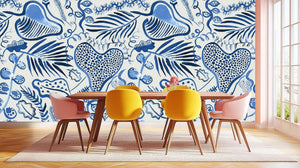 Blue Botanical Abstract wallpaper mural - XWALLX