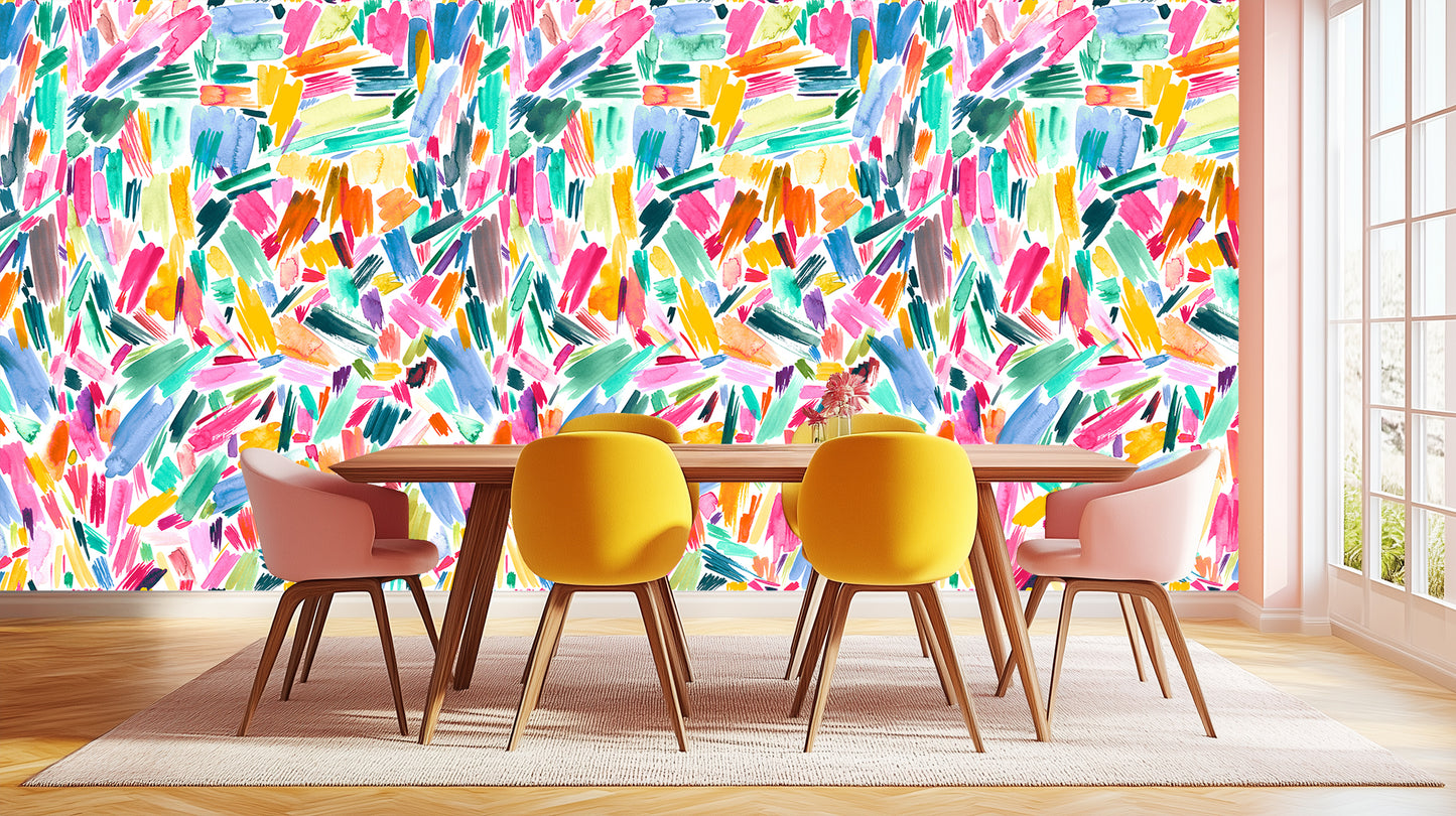 Vibrant Brushstroke Abstract wallpaper mural - XWALLX
