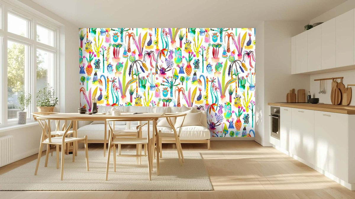 Vibrant Watercolor Cacti wallpaper - XWALLX