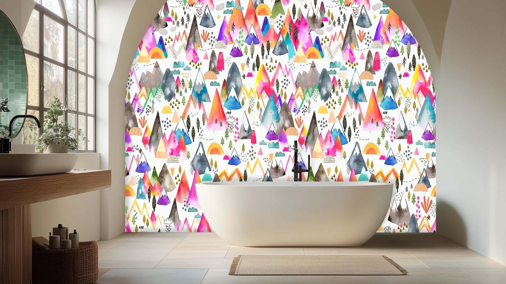 Watercolor Peaks Abstract wall mural - XWALLX