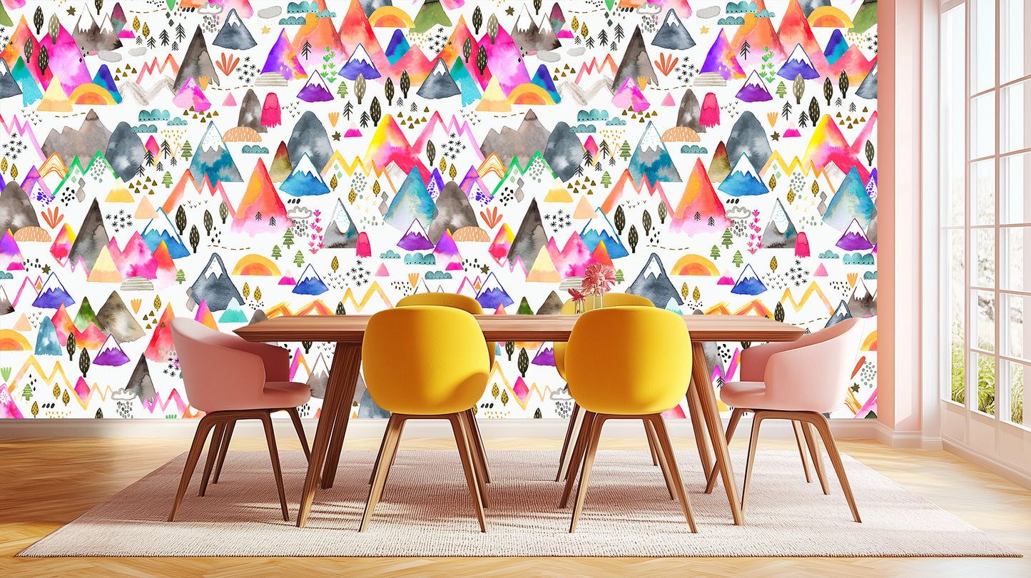 Watercolor Peaks Abstract wallpaper mural - XWALLX