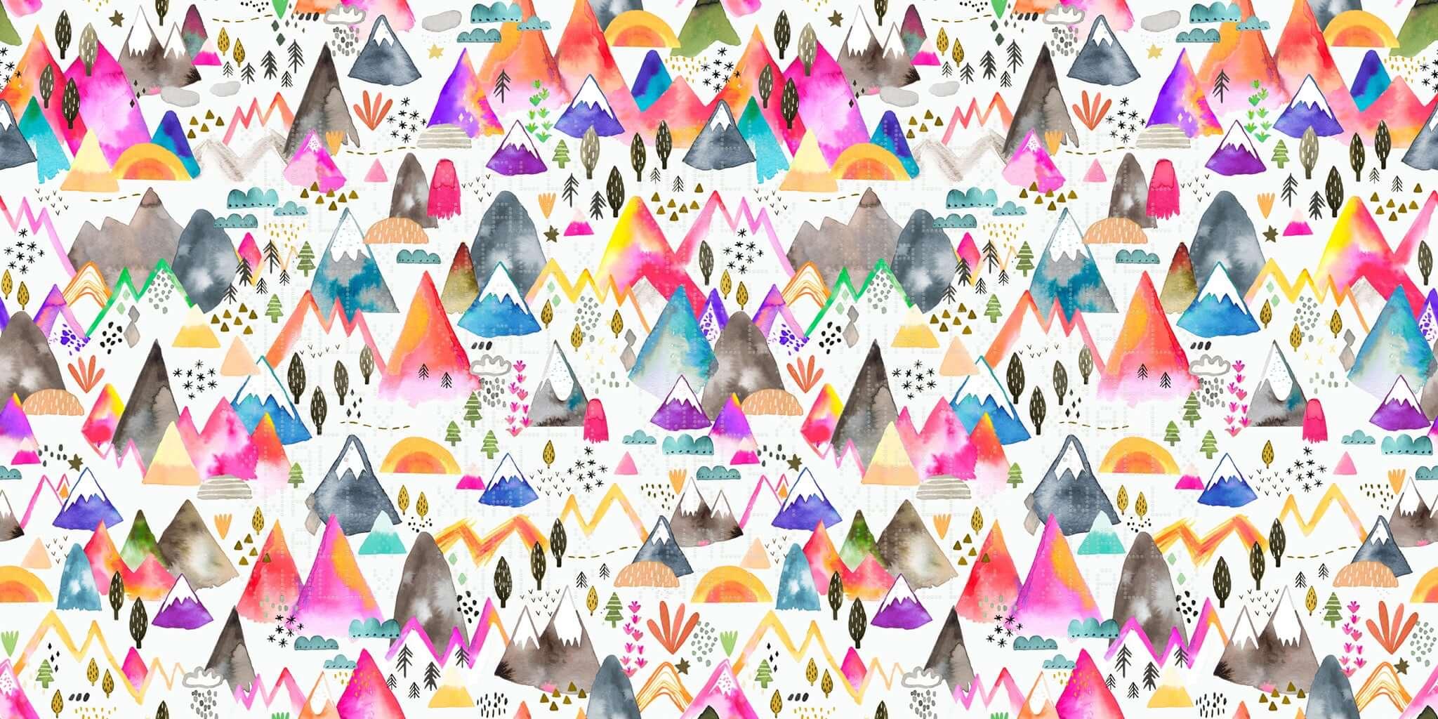 Watercolor Peaks Abstract Wall Mural