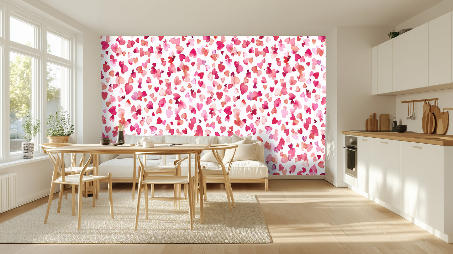 Whimsical Heart Blossom wall mural Mural wallpaper - XWALLX