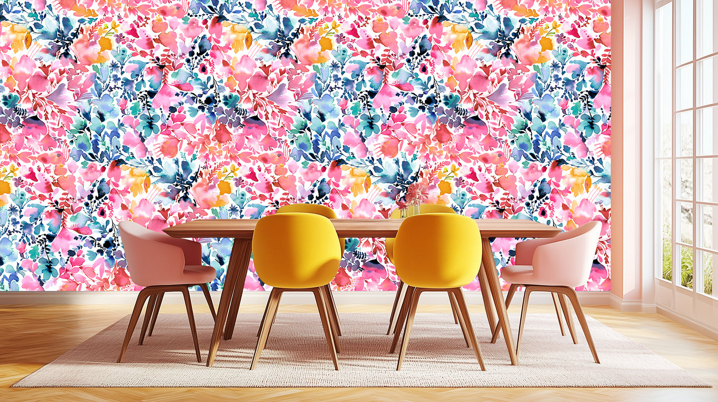 Vibrant Floral Explosion wallpaper mural - XWALLX