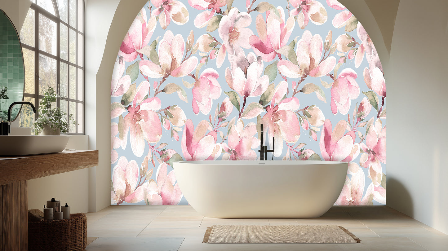 Blush Magnolia Floral wall mural - XWALLX