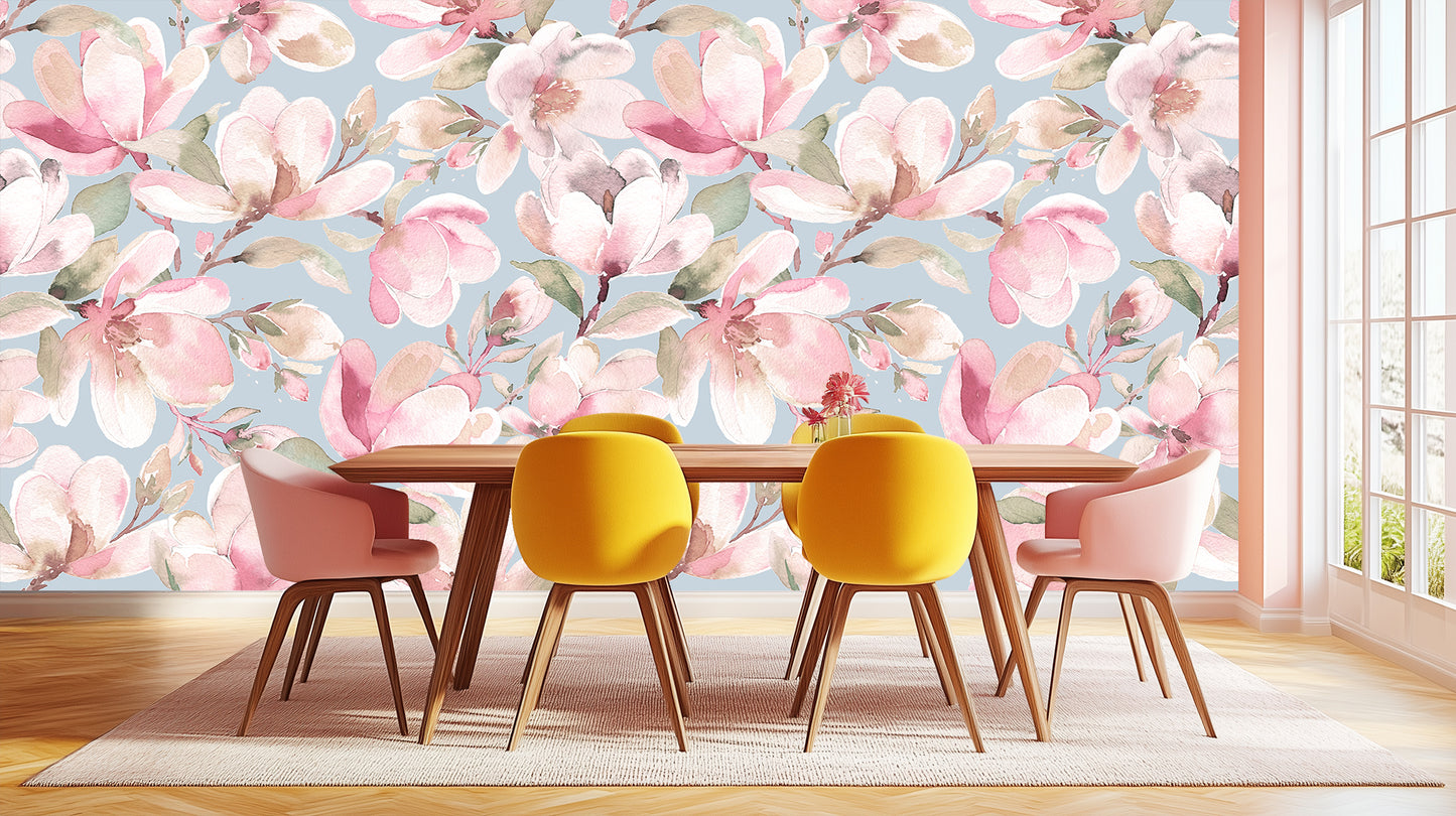 Blush Magnolia Floral wallpaper mural - XWALLX