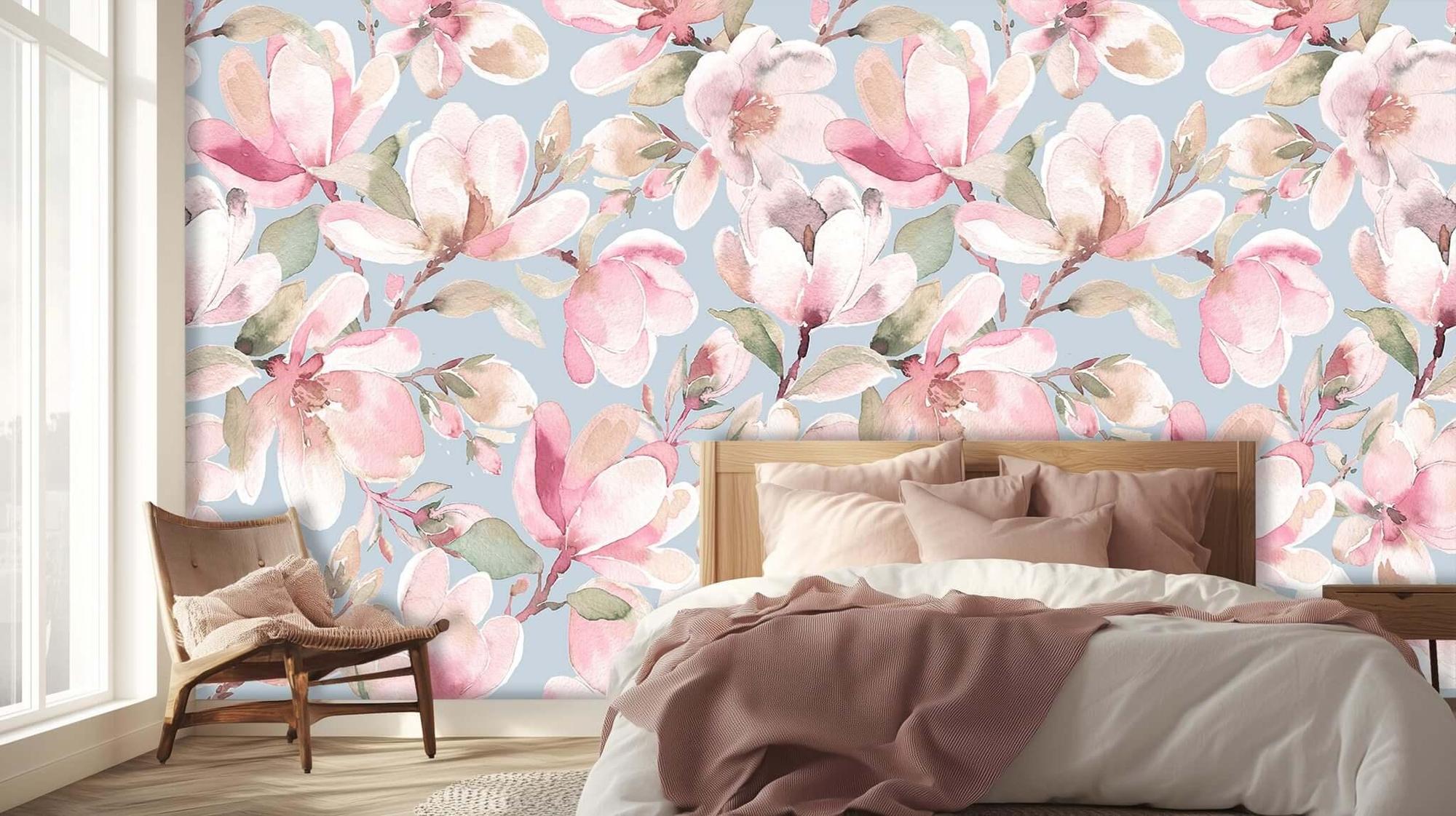 Blush Magnolia Floral duvar sanatı - XWALLX