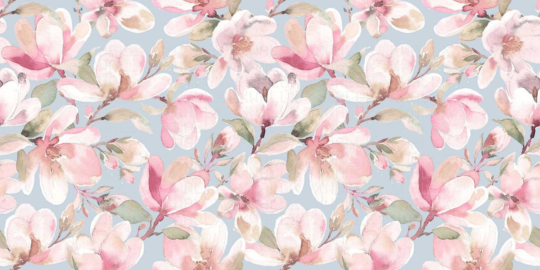 Şeftali Tonlu Manolya Floral Duvar Posteri
