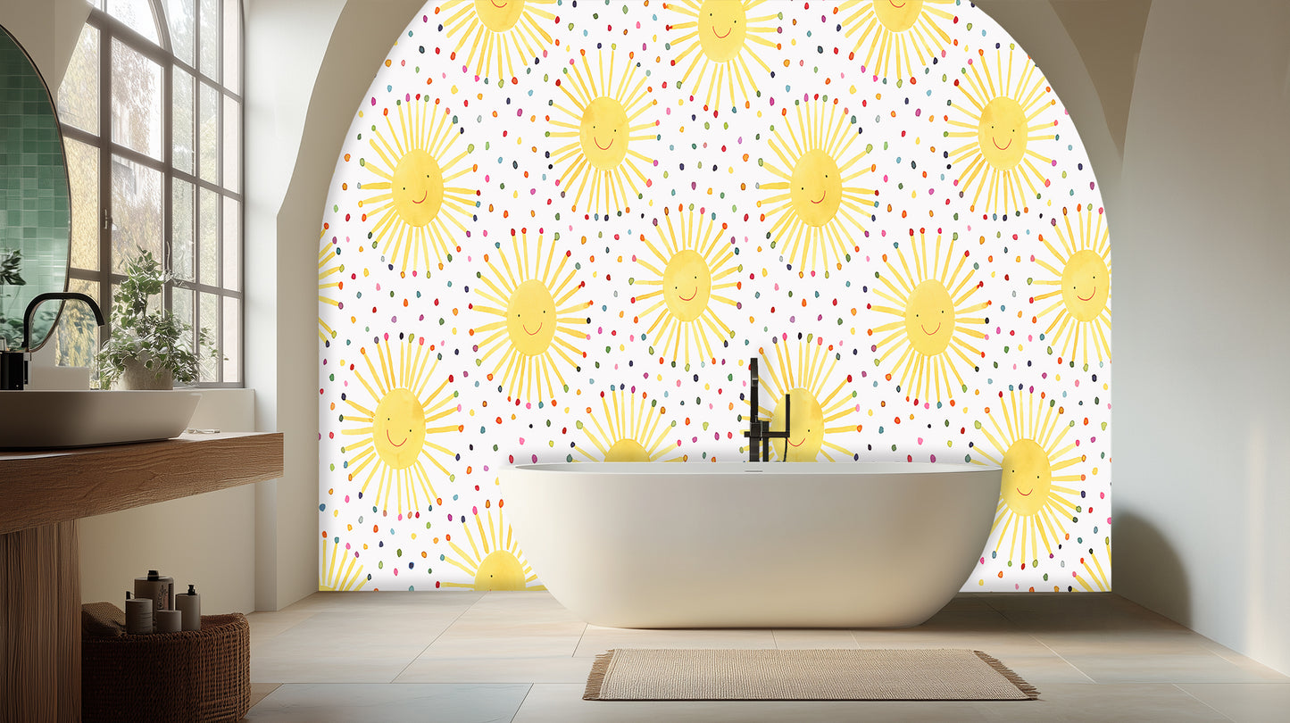 Whimsical Sunburst Smiles wall mural - XWALLX
