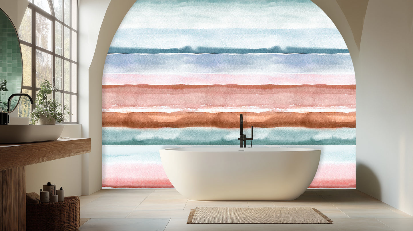 Serene Watercolor Stripe wall mural - XWALLX