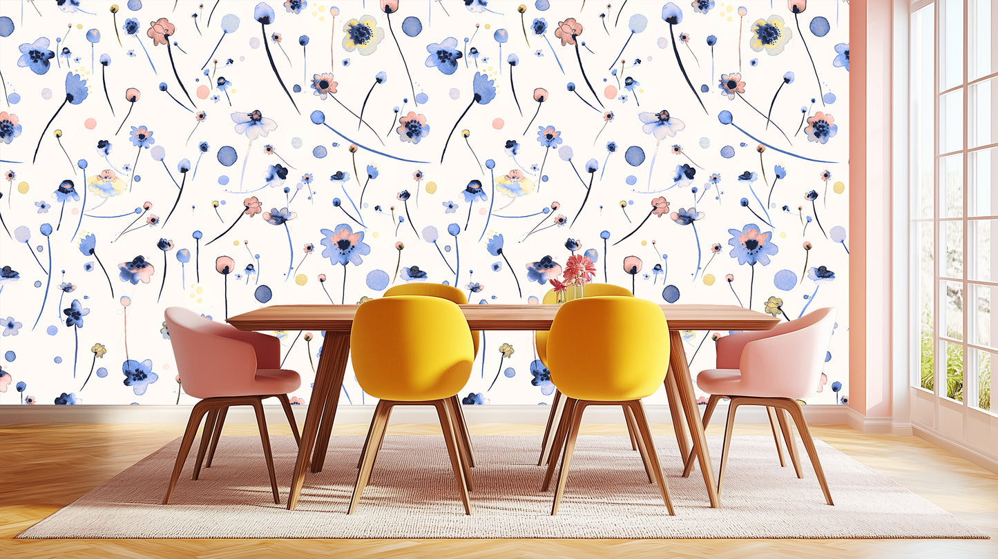 Whimsical Floral Wall Mural for Cheerful Interiors wall mural - XWALLX