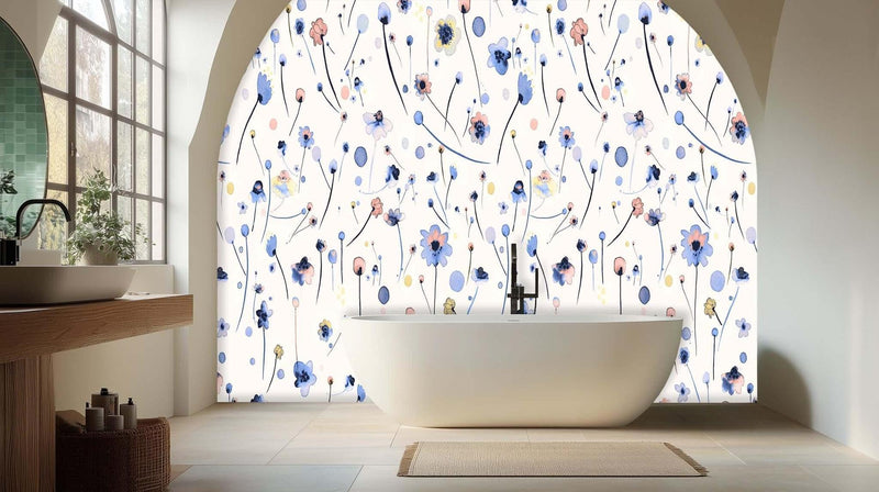 Whimsical Floral Wall Mural for Cheerful Interiors wallpaper mural - XWALLX