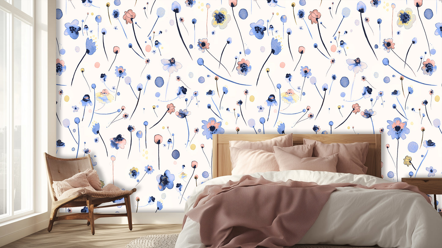 Whimsical Floral Wall Mural for Cheerful Interiors wall art - XWALLX