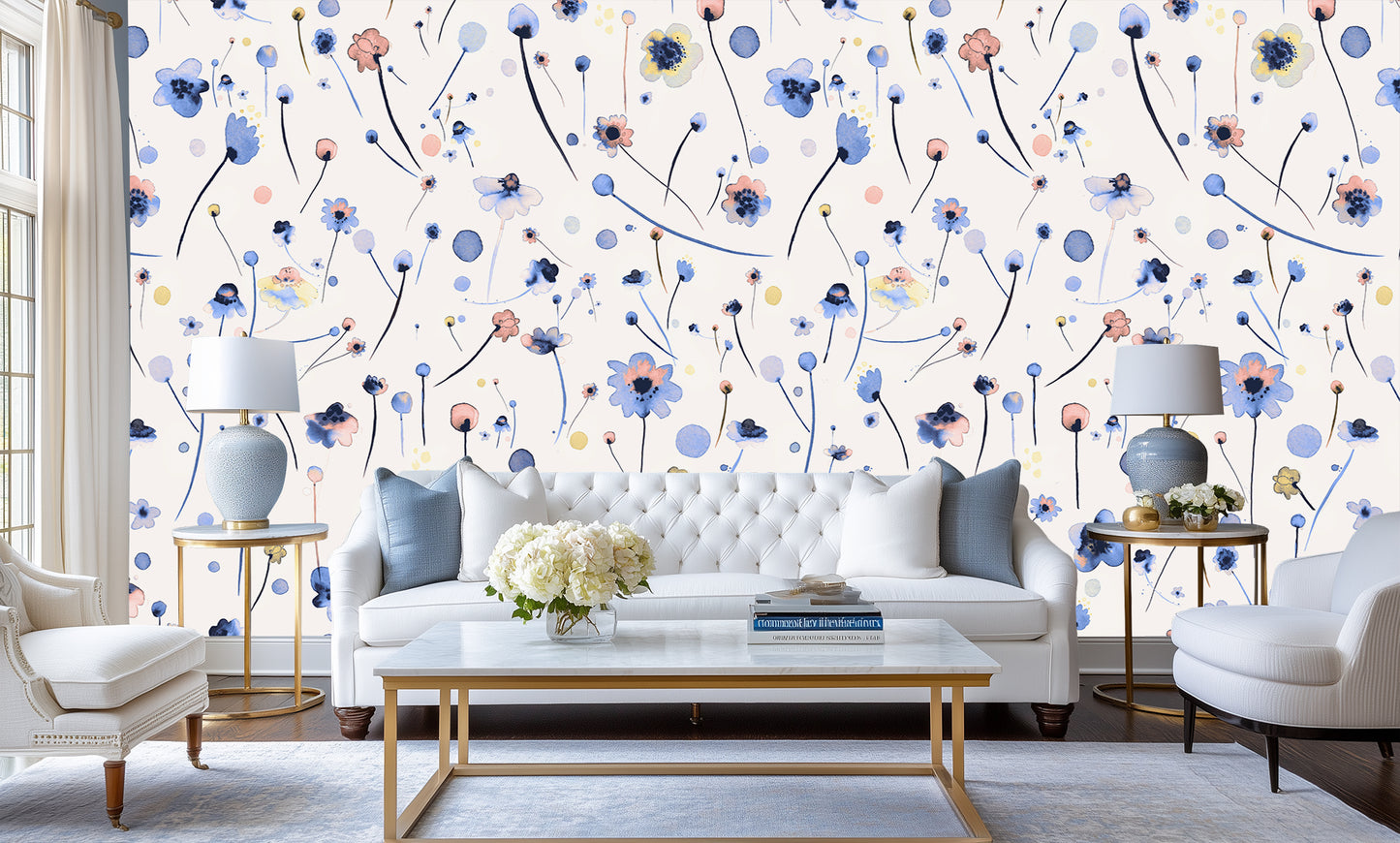 Whimsical Floral Wall Mural for Cheerful Interiors wall decor - XWALLX
