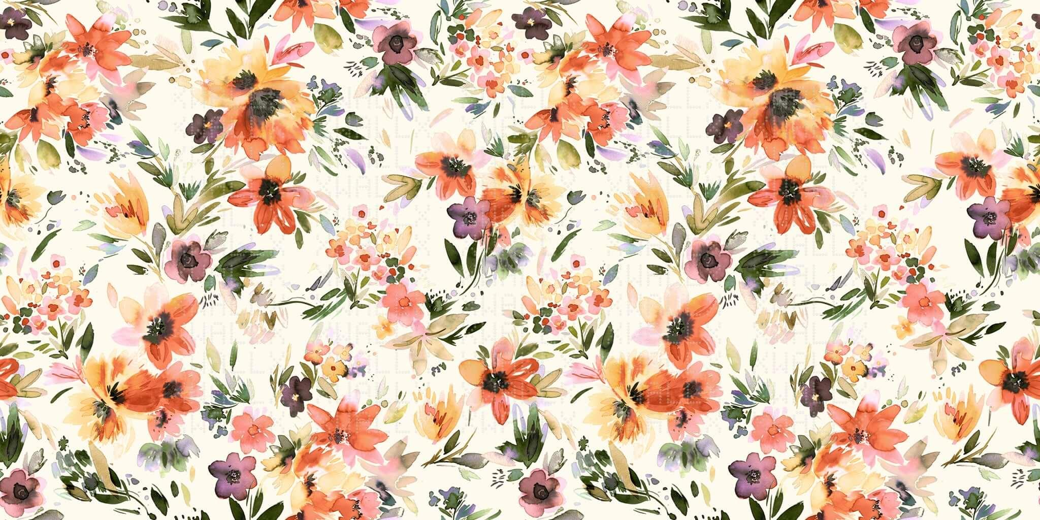 Vibrant Watercolor Floral Wall Mural