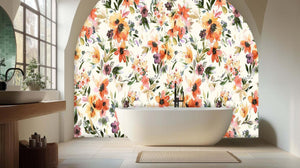 Vibrant Watercolor Floral wall mural - XWALLX