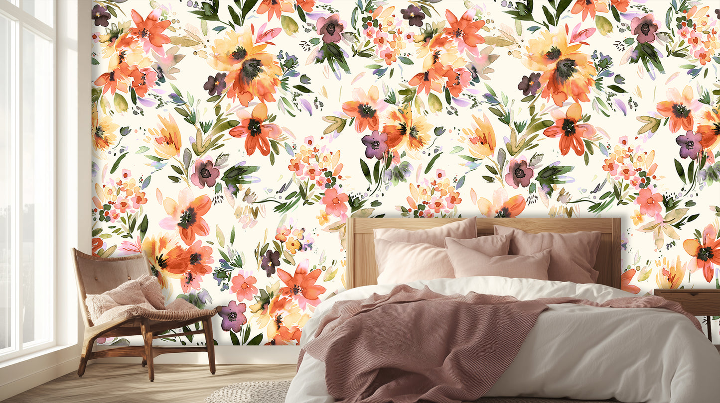 Vibrant Watercolor Floral wallpaper - XWALLX
