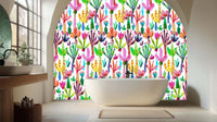 Whimsical botanical archway wall mural for a kids room