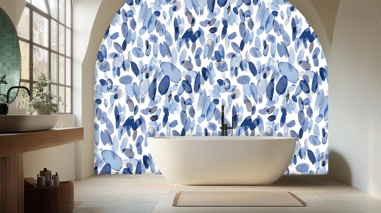 Flowing Blue Brushwork wall mural Mural wall mural - XWALLX