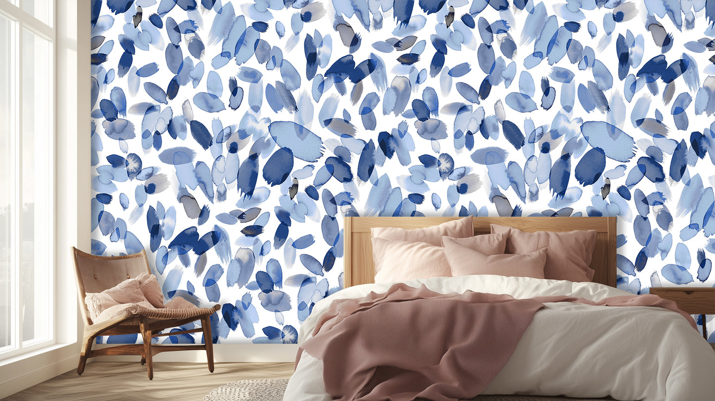 Flowing Blue Brushwork wall mural Mural wallpaper - XWALLX