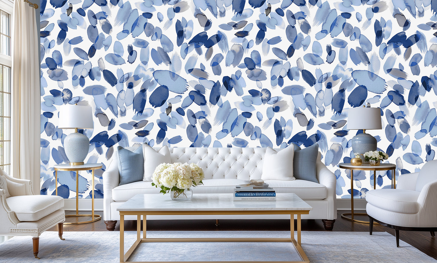 Flowing Blue Brushwork wall mural Mural wall art - XWALLX