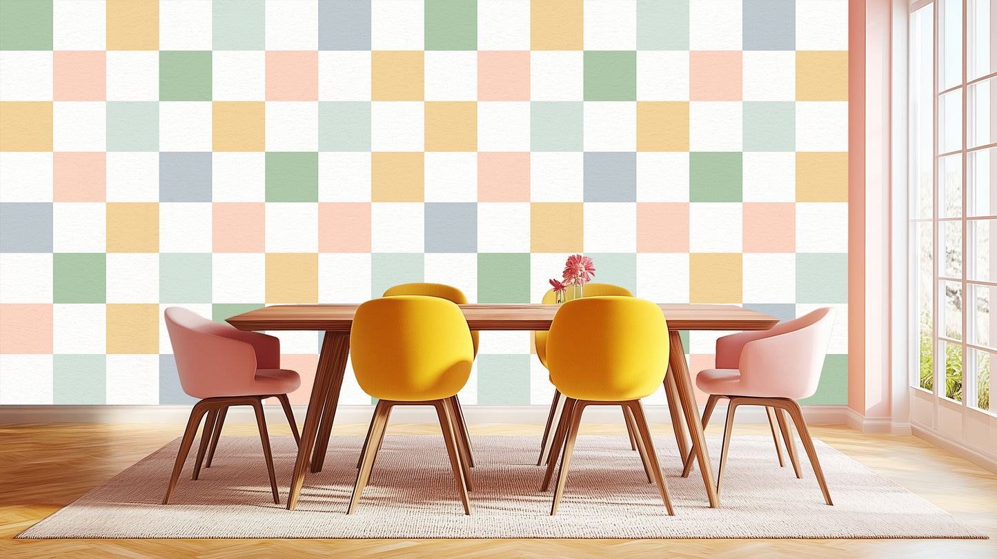 Pastel Checkerboard Arch wallpaper mural - XWALLX