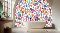 Vibrant Bright watercolor dots multi color wallpaper mural with colorful spotted pattern