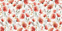 Watercolor Poppy Bloom Wall Mural