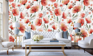 Watercolor Poppy Bloom wall art - XWALLX