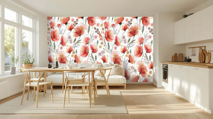 Watercolor Poppy Bloom wall decor - XWALLX