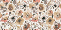 Earthy Watercolor Poppies Wall Mural