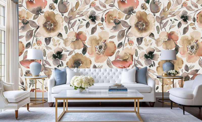 Earthy Watercolor Poppies wall art - XWALLX
