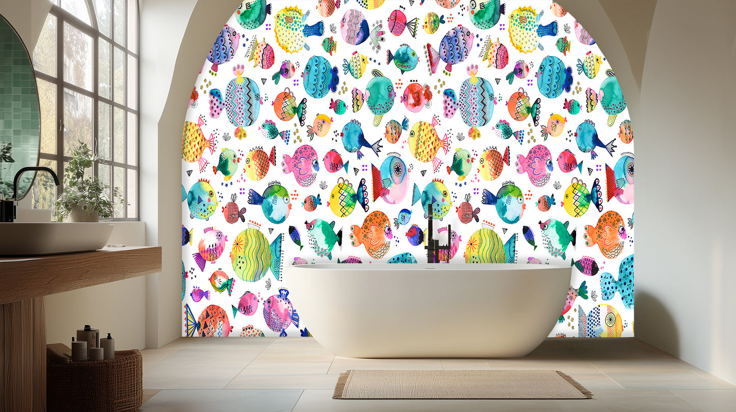 Whimsical Colorful Fish wall mural - XWALLX
