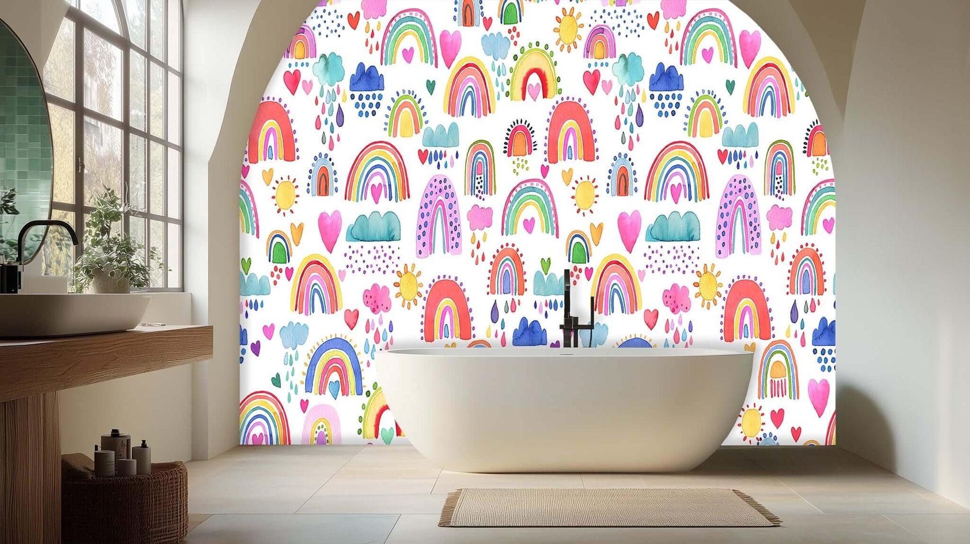 Whimsical Rainbow Hearts Duvar posteri - XWALLX