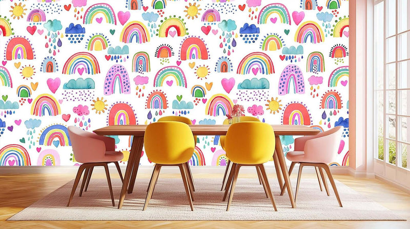 Whimsical Rainbow Hearts poster duvar kağıdı - XWALLX