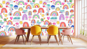 Whimsical Rainbow Hearts wallpaper mural - XWALLX