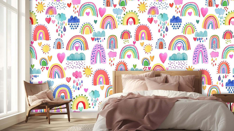 Whimsical Rainbow Hearts duvar kağıdı - XWALLX