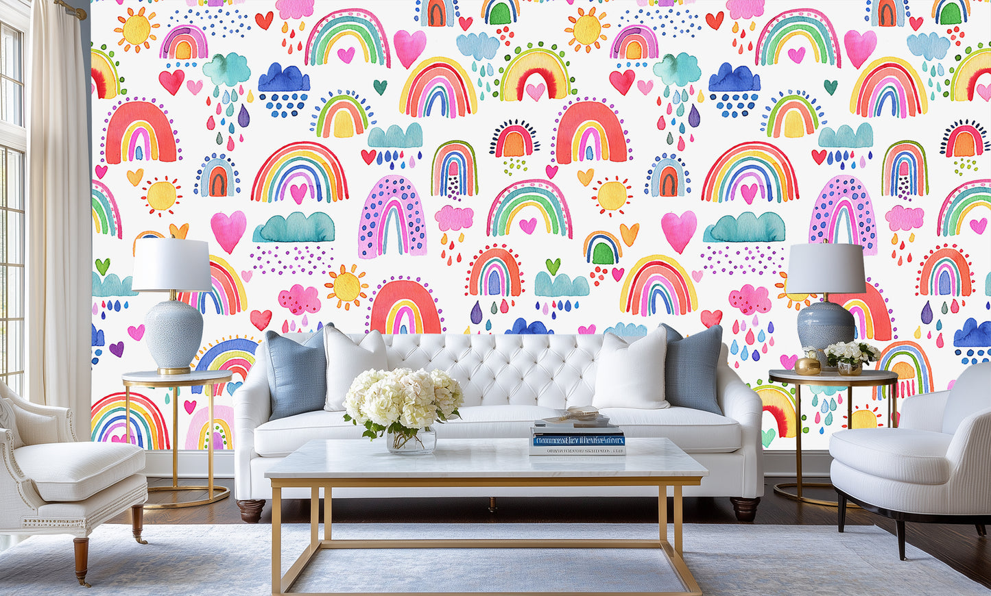 Whimsical Rainbow Hearts wall art - XWALLX