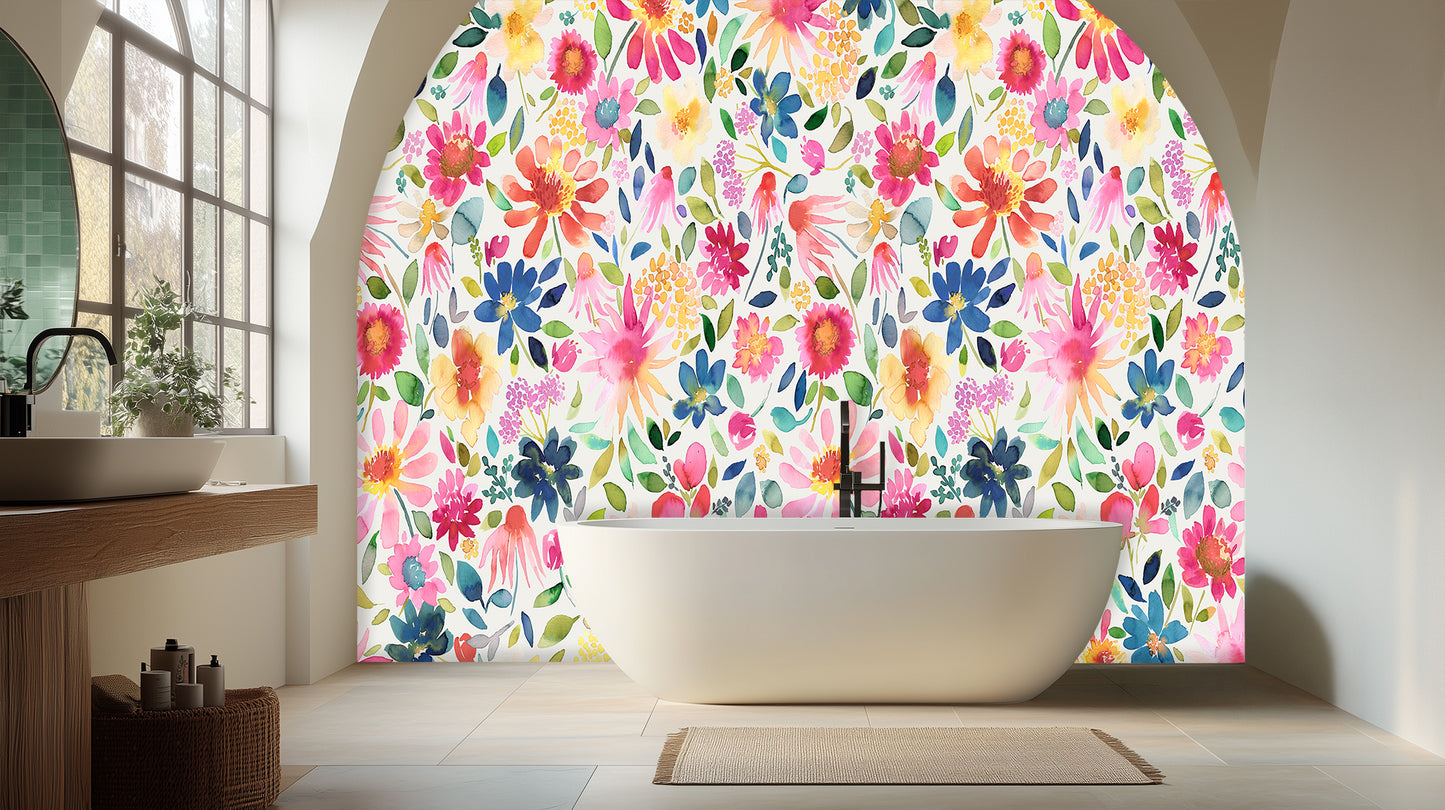 Vibrant Floral Watercolor wall mural - XWALLX