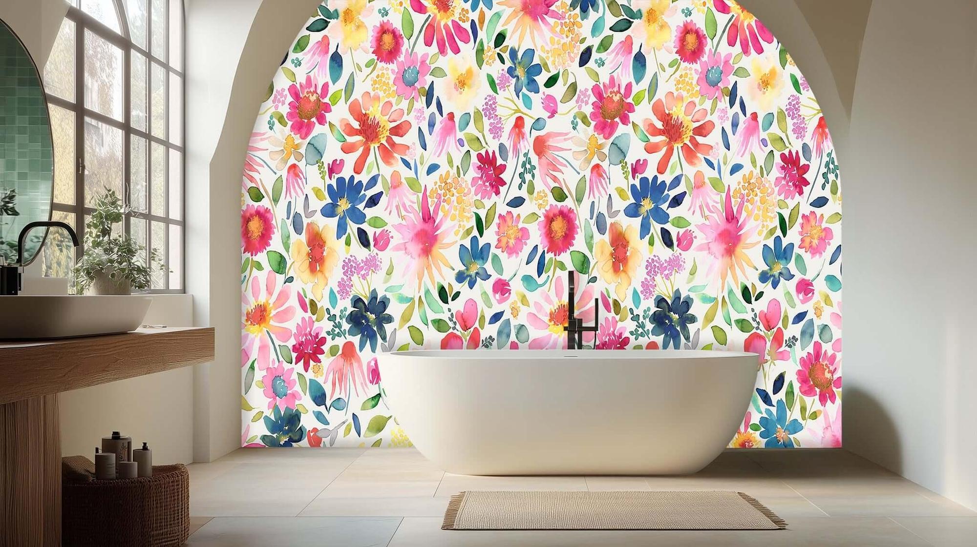 Canlı Floral Suluboya Duvar posteri - XWALLX