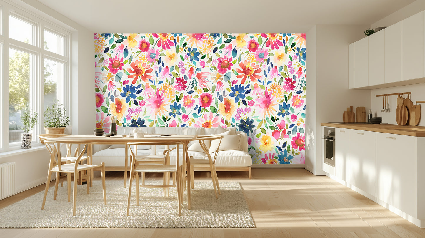 Vibrant Floral Watercolor wallpaper - XWALLX