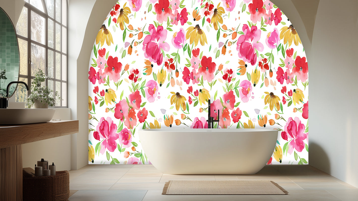 Vibrant Floral Elegance wall mural Mural wall mural - XWALLX