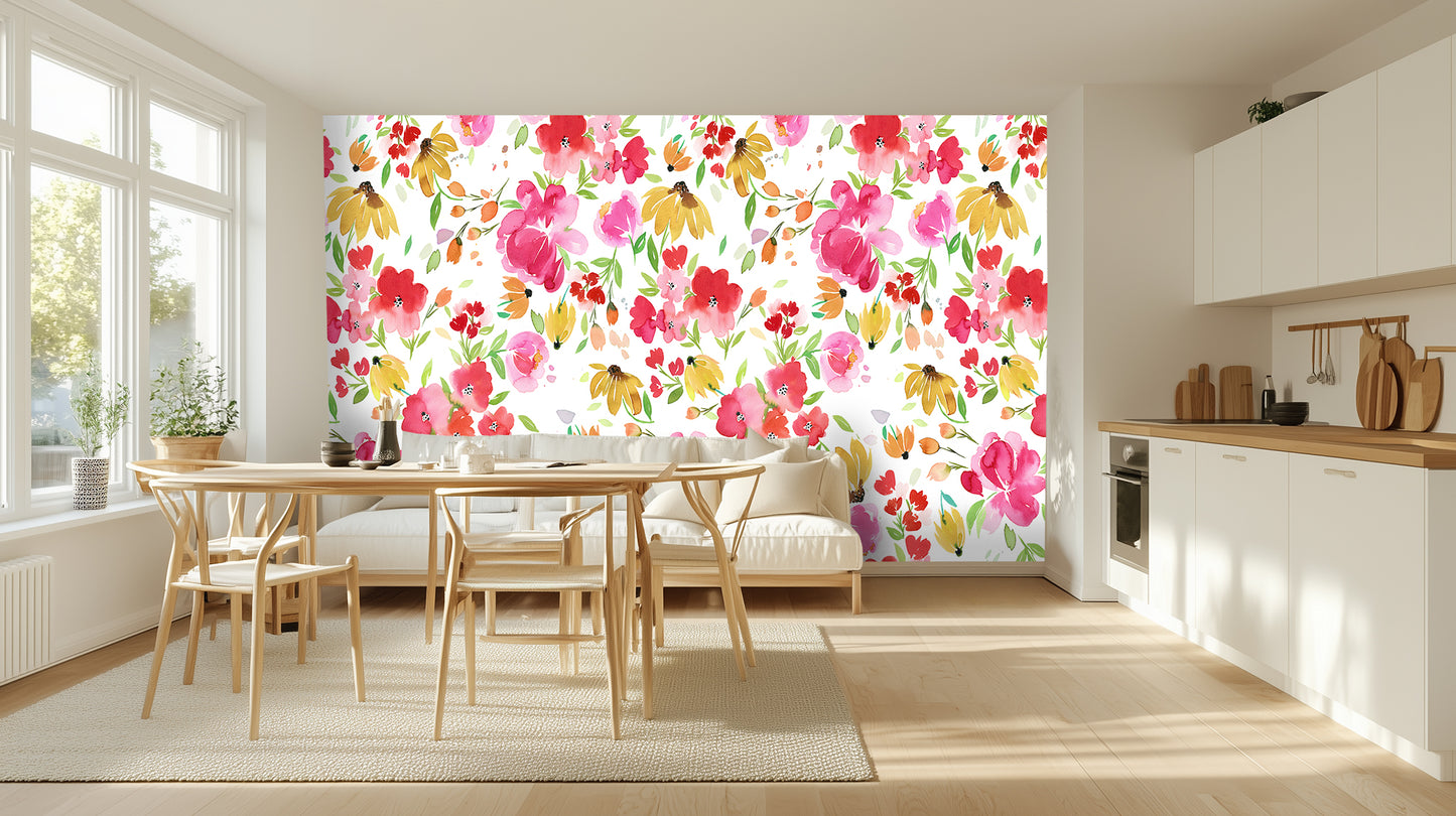 Vibrant Floral Elegance wall mural Mural wallpaper - XWALLX