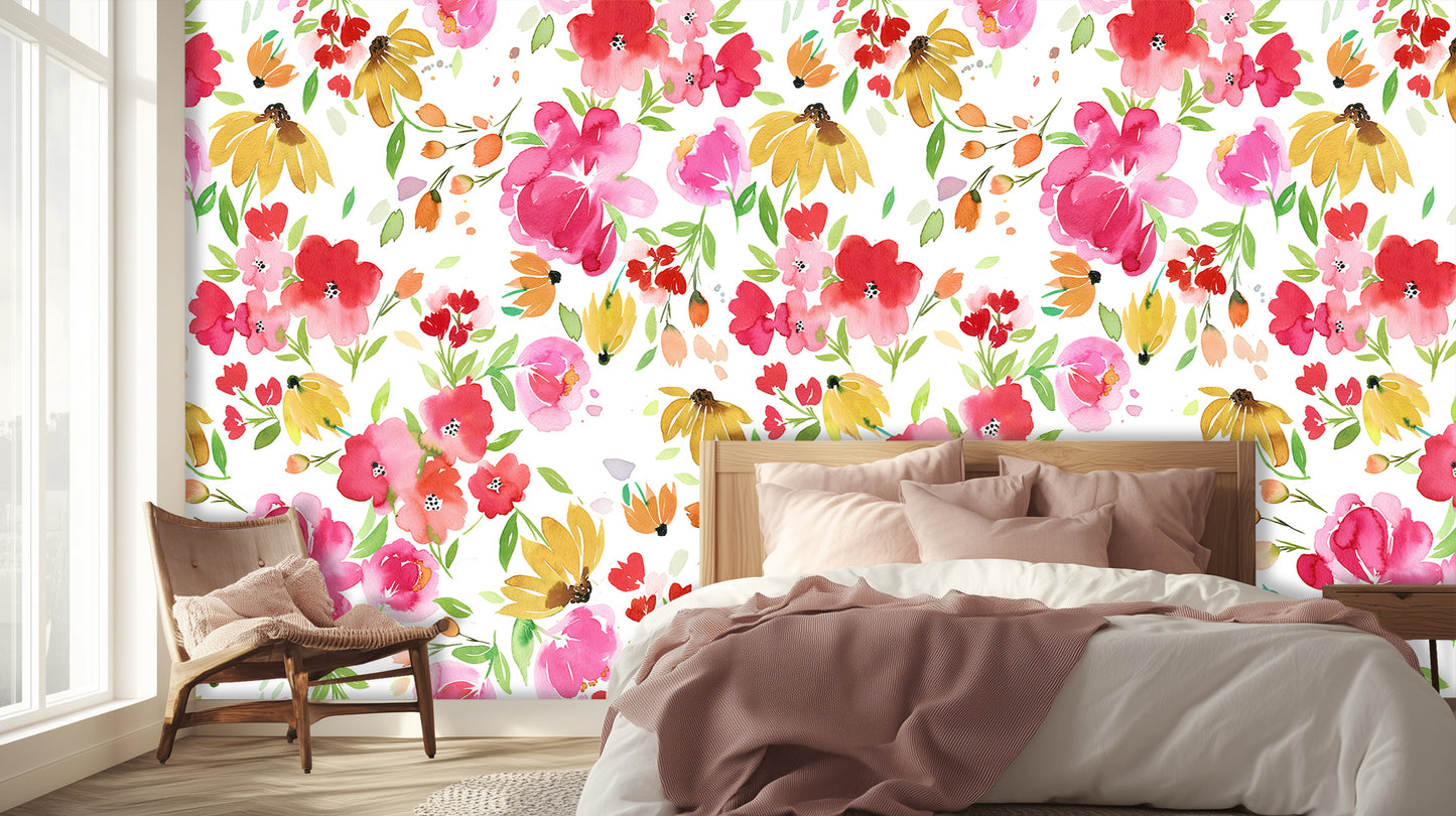 Vibrant Floral Elegance wall mural Mural wall art - XWALLX