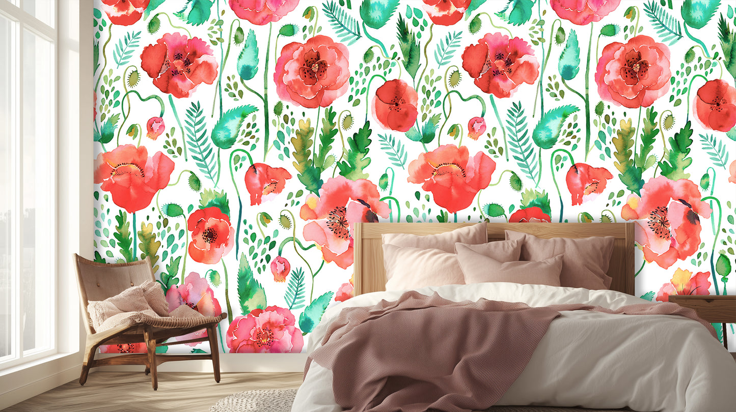Joyful Poppies Watercolor wall art - XWALLX