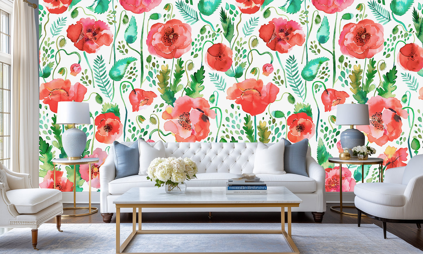 Joyful Poppies Watercolor wall decor - XWALLX