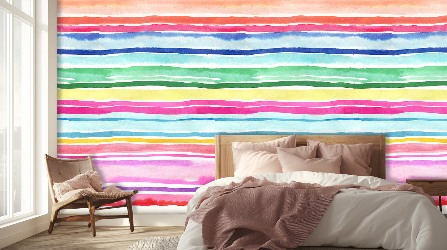 Vibrant Watercolor Stripe wall art - XWALLX