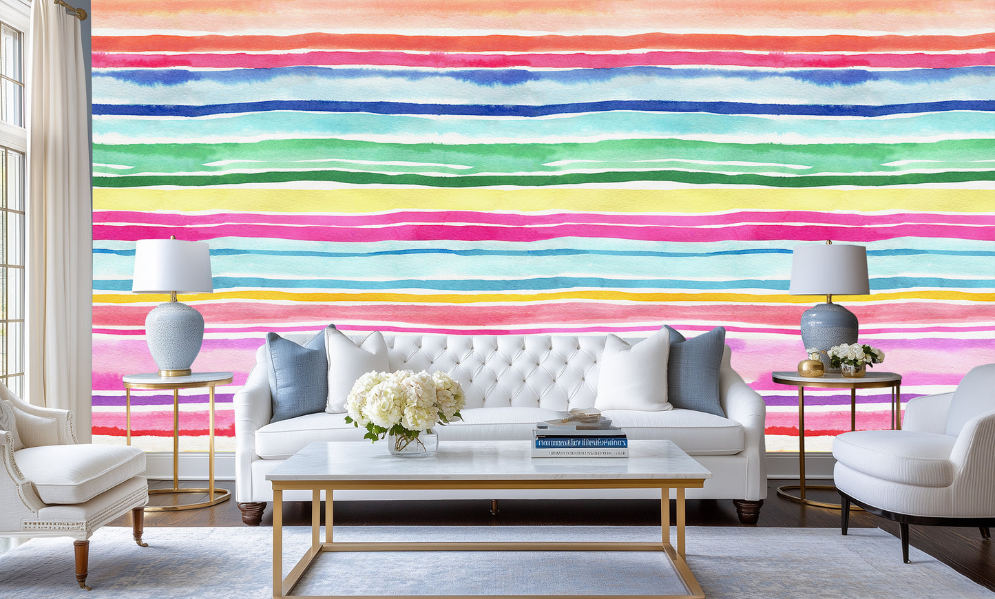 Vibrant Watercolor Stripe wall decor - XWALLX